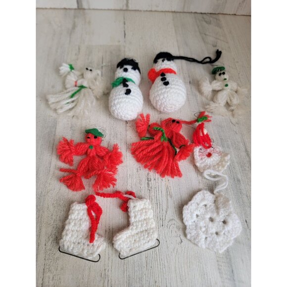 Crochet straw doll snowman snowflake skates ice skate ornament xmas - Picture 5 of 6